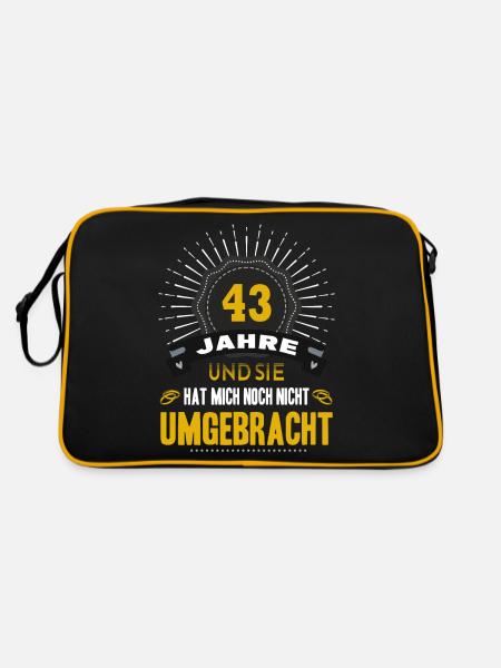 43 Hochzeitstag Mann 43 Jahre Ehe Bleihochzeit - Retro Tasche - Schwarz/Gold - Hinten
