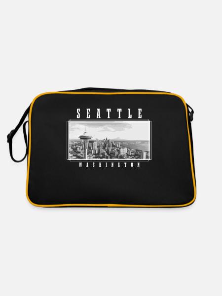 Seattle Washington Souvenir Geschenk - Retro Tasche - Schwarz/Gold - Hinten