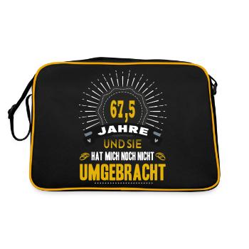 67,5 Jahre Ehe Ehemann Paare Steinerne Hochzeit - Retro Tasche - Schwarz/Gold - Hinten