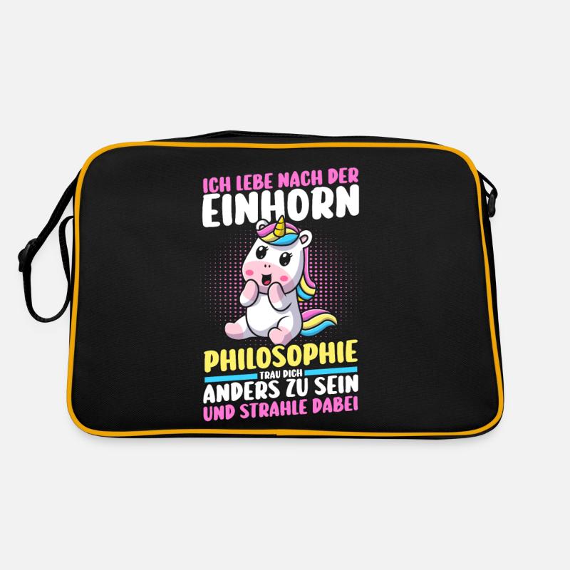 Einhorn - Retro Tasche - Schwarz/Gold