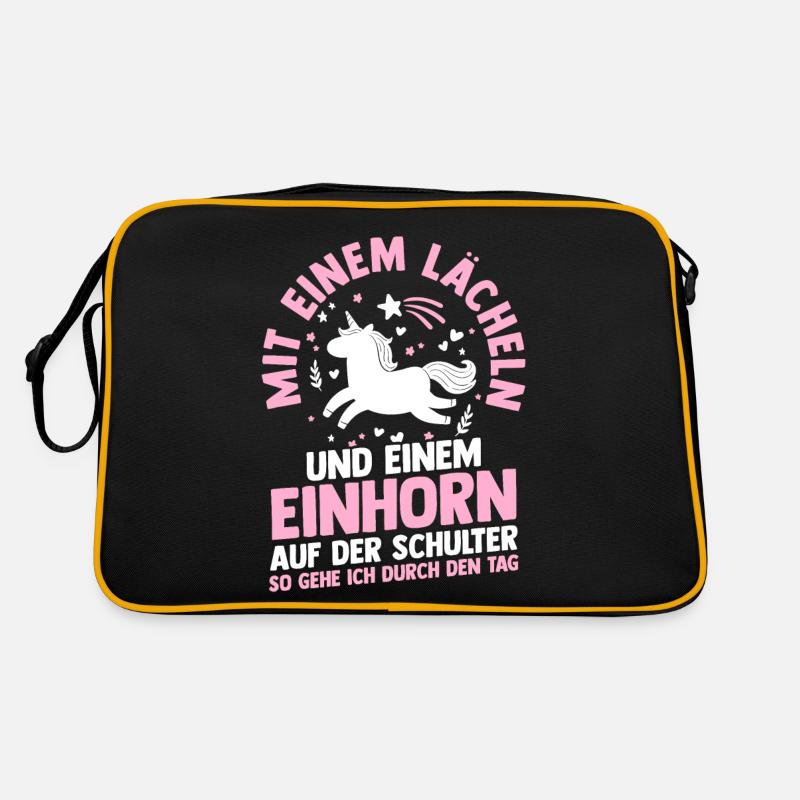 Einhorn - Retro Tasche - Schwarz/Gold