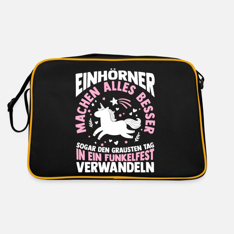 Einhorn - Retro Tasche - Schwarz/Gold