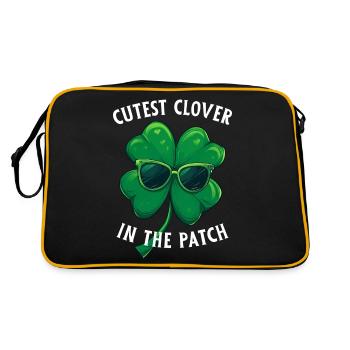 Shamrock Kleeblatt Cutest Clover In The Path - Retro Tasche - Schwarz/Gold - Hinten