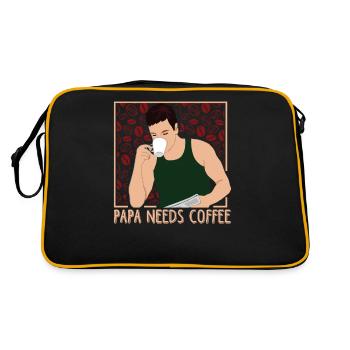 PAPA NEEDS COFFEE - Retro Tasche - Schwarz/Gold - Hinten