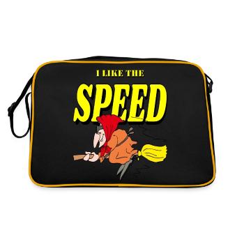 Une sorcière chevauche un balai - Sac Retro - noir/or - Dos
