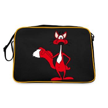 Red fox smiling cheerfully - Retro Bag - black/gold - Back