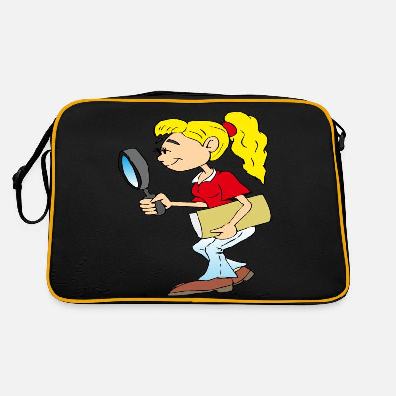 Mädchen mit Lupe in der Hand Retro Tasche