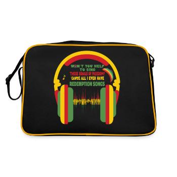Redemption Songs Reggae Rasta Reggaeton Motif - Retro Bag - black/gold - Back