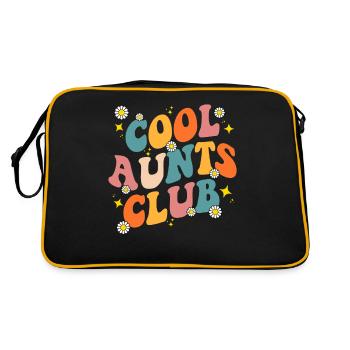 Groovy Retro Hippie 60er 70er Jahre Rücken Druck Coole Tanten - Retro Tasche - Schwarz/Gold - Hinten