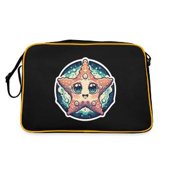 Seestern-Liebhaber - Retro Tasche - Schwarz/Gold - Hinten