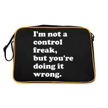 Ich bin kein Kontrollfreak, aber du machst es - Retro Tasche - Schwarz/Gold - Hinten
