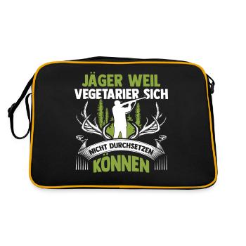 Jagd Jagen Hirschjagd Wildschweinjagd Jäger - Retro Tasche - Schwarz/Gold - Hinten