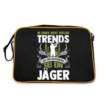 Jagd Jagen Hirschjagd Wildschweinjagd Jäger - Retro Tasche - Schwarz/Gold - Hinten