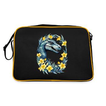 Trex Dinosaur Daffodils - Retro Bag - black/gold - Back
