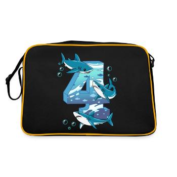 Requin du 4e anniversaire - Sac Retro - noir/or - Dos