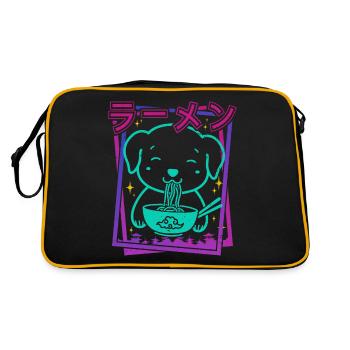 anime dog japanese animation ramen noodles funny - Retro Bag - black/gold - Back