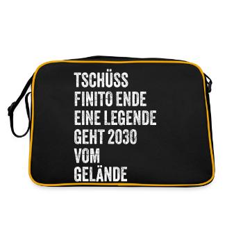 Rentner Rente 2030 Sprüche Ruhestand Geschenk - Retro Tasche - Schwarz/Gold - Hinten