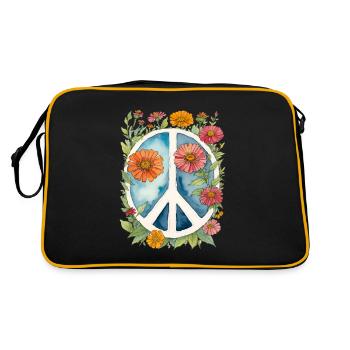 Paix et Zinnias - Sac Retro - noir/or - Dos