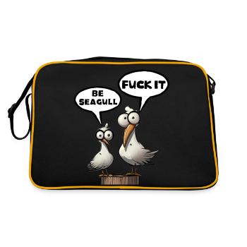 Be Seagull Fuck it Saying T-Shirt - Retro Tasche - Schwarz/Gold - Hinten