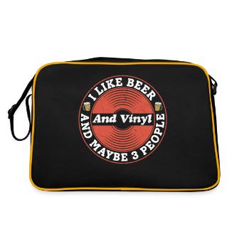 J’aime la bière et le vinyle et peut-être 3 personnes enregistrent V - Sac Retro - noir/or - Dos