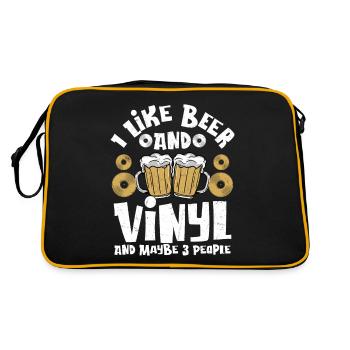 J’aime la bière et le vinyle et peut-être 3 personnes vintage f - Sac Retro - noir/or - Dos