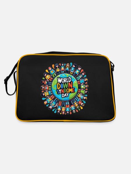 Welt Down Syndrom Tag Solidarität Design - Retro Tasche - Schwarz/Gold