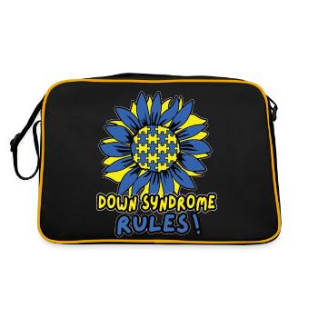 Down Syndrome Rules - Down Syndrome Day - Retro Tasche - Schwarz/Gold - Hinten