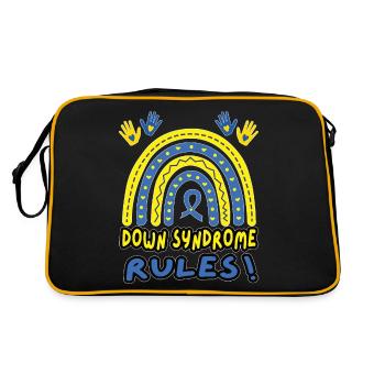 Down Syndrome Rules - Down Syndrome Day - Retro Tasche - Schwarz/Gold - Hinten