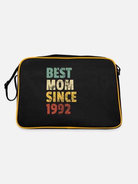 Beste Mutter seit 1992 Muttertags-Slogan-Zitat - Retro Tasche - Schwarz/Gold - Hinten