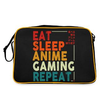Manger Dormir Anime Jeux Répéter Otaku Gamer Japonais - Sac Retro - noir/or - Dos