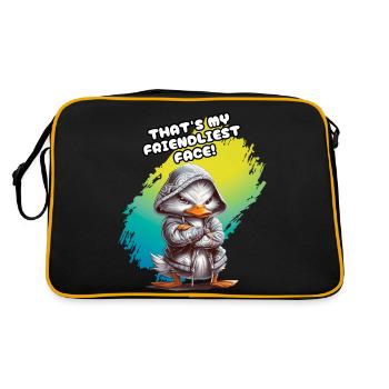 THAT'S MY FRIENDLIEST FACE. Duck, Humor, Fun, Fun - Retro Bag - black/gold - Back