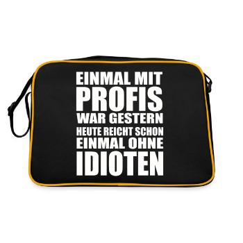 Einmal ohne Idioten – Arbeitssarkasmus - Retro Tasche - Schwarz/Gold - Hinten