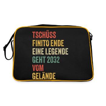 Rentner Rente 2032 Sprüche Ruhestand Geschenk - Retro Tasche - Schwarz/Gold - Hinten
