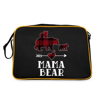 Mama Bear 2 Cubs Shirt Christmas Mama Bear Plaid - Retro Tasche - Schwarz/Gold - Hinten