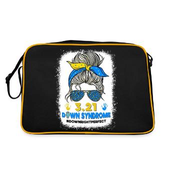 Rock Your Socks Down-Syndrom Bewusstseinstag Messy - Retro Tasche - Schwarz/Gold - Hinten