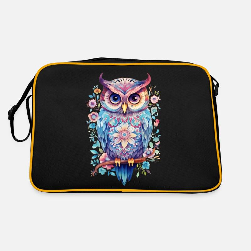 Eule Blumen Vintage Geschenk Retro Tasche