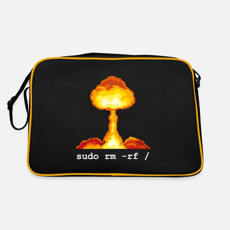 Linux Funny Linux Command Sudo RM RF für Männer - Retro Tasche - Schwarz/Gold