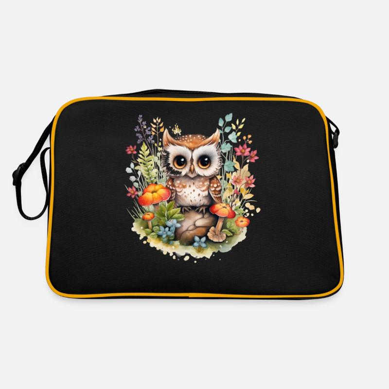 Eule Cottagecore Vintage Geschenk - Retro Tasche - Schwarz/Gold