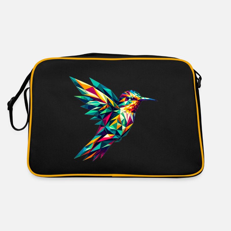 Colibri dans la représentation polygonale - Sac Retro - noir/or