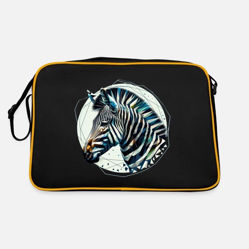 Zebra in polygon illustration - Retro Bag - black/gold