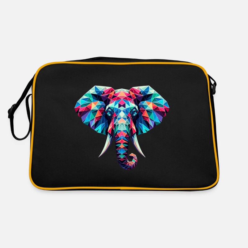 Elefant in Polygonendarstellung Retro Tasche