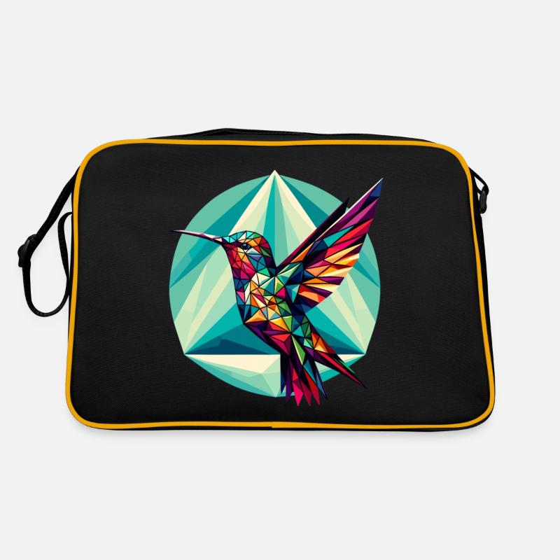 Colibri dans la représentation polygonale - Sac Retro - noir/or