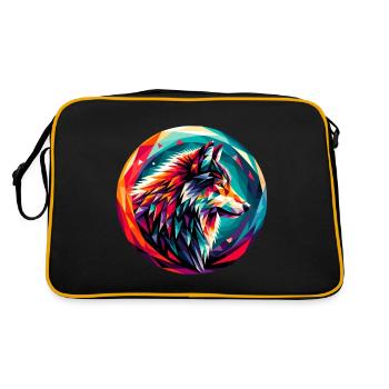 Loup dans la représentation polygonale - Sac Retro - noir/or - Dos