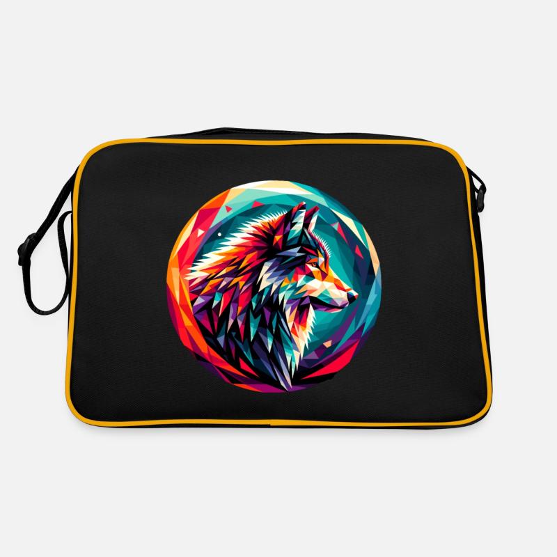 Wolf in Polygonendarstellung Retro Tasche