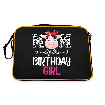 Mutter des Geburtstags für Mädchen Bauernhof Kuh Mama Mama - Retro Tasche - Schwarz/Gold - Hinten