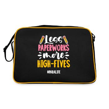 Less paperworks More high-fives - Retro Bag - black/gold - Back
