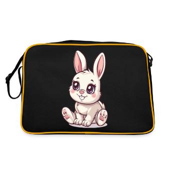 Süßer Hase Osterhase Ostern Geschenk Tierliebe - Retro Tasche - Schwarz/Gold - Hinten