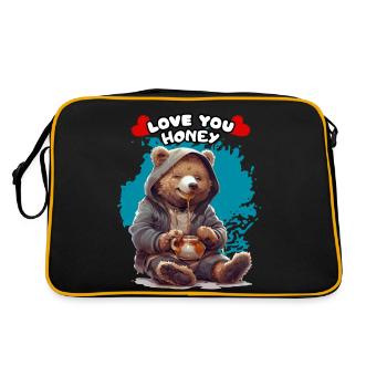 JE T’AIME CHÉRIE. Ours, Chérie, Ambigu, Humour, Fun - Sac Retro - noir/or - Dos