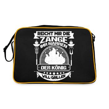 Hands me the tongs, the king wants to grill - Retro Bag - black/gold - Back