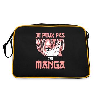 Je peux pas j'ai Manga. Geek et Fans de manga. - Sac Retro - noir/or - Dos